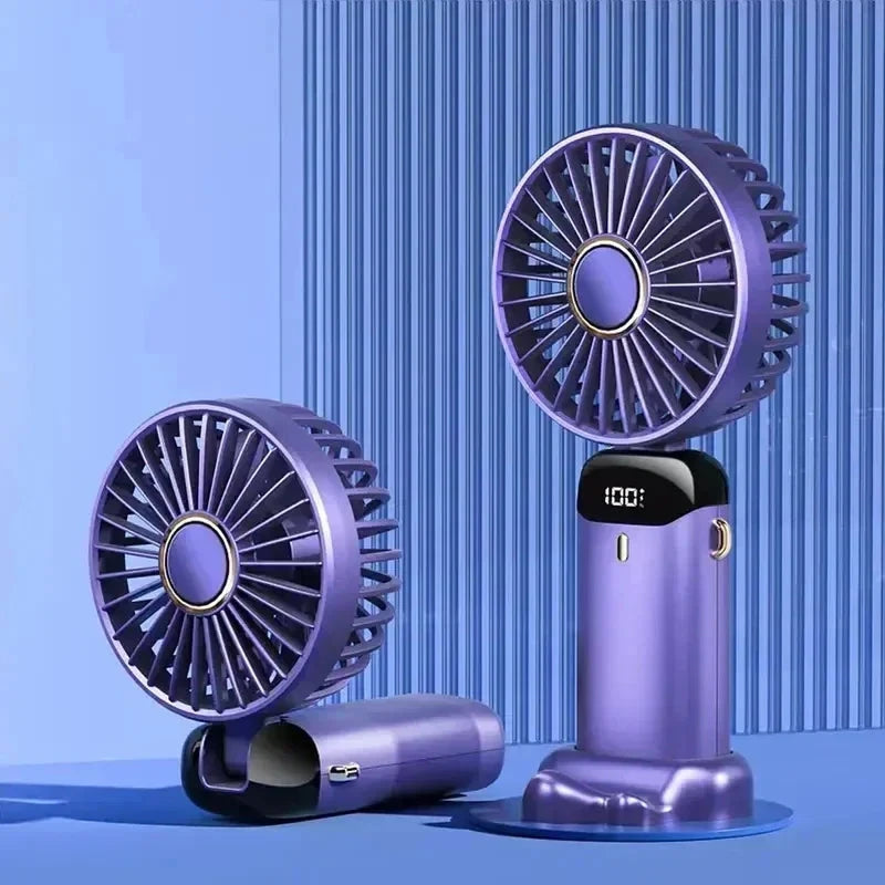 Portable Handheld Fan with LED Display - 5-Speed Adjustable Mini Fan