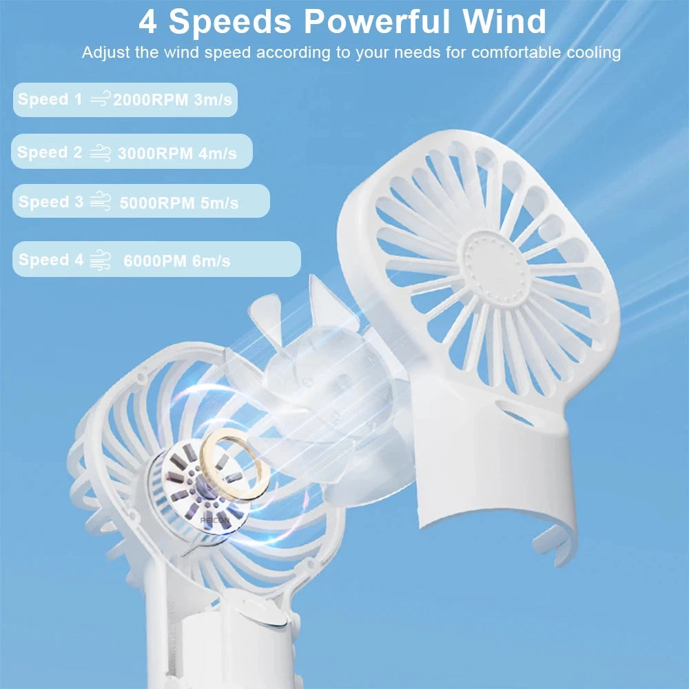 Portable Handheld Mist Spray Fan - USB Rechargeable, 4 Speeds