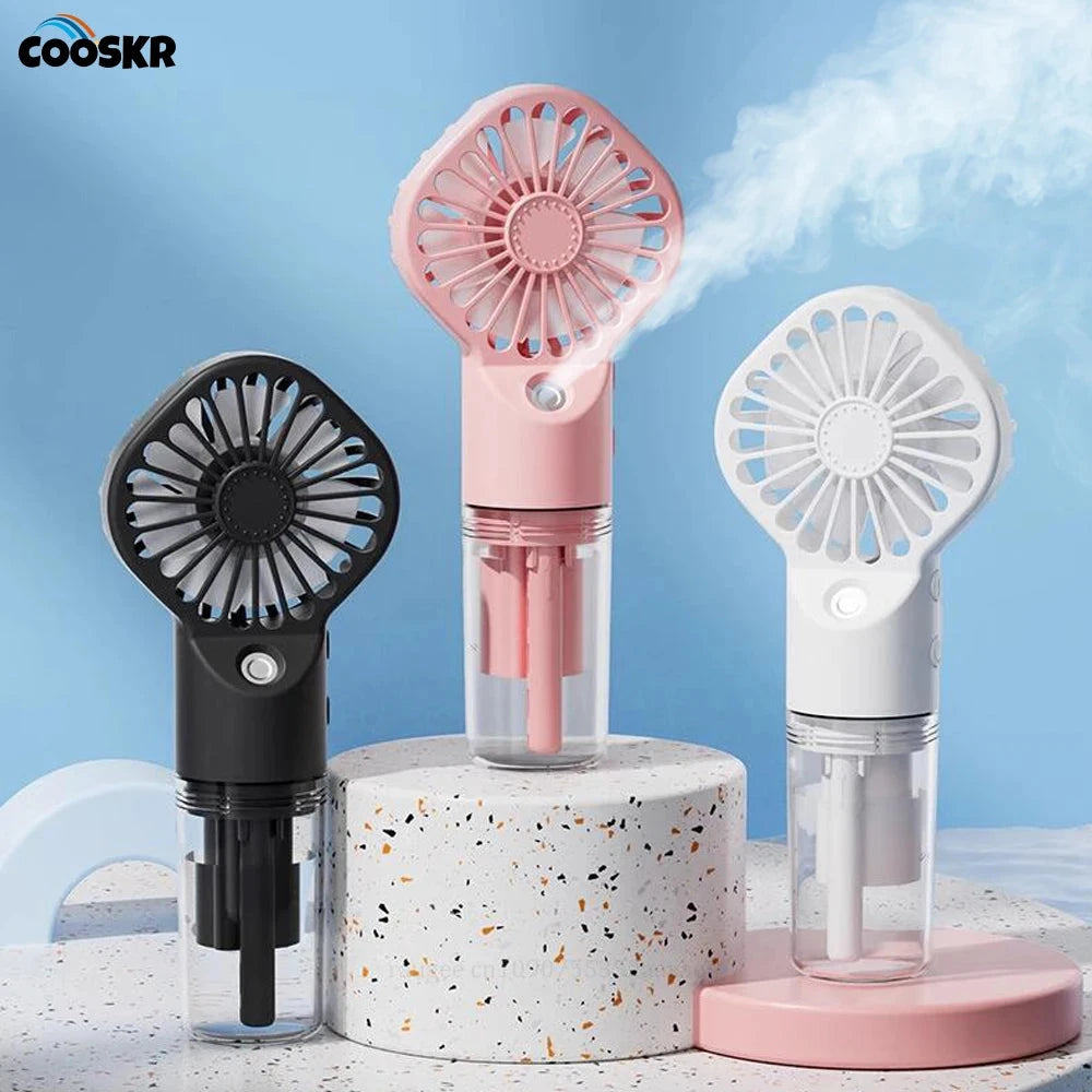 Portable Handheld Mist Spray Fan - USB Rechargeable, 4 Speeds