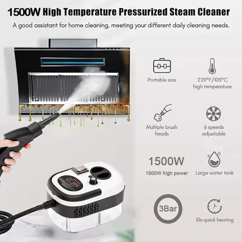 Portable Handheld Steam Cleaner - High-Temp Pressurized, Multi-Surface