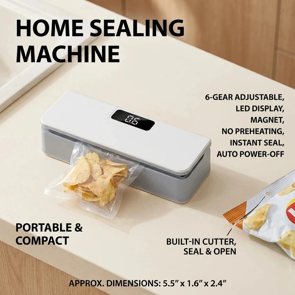 Portable Mini Bag Sealer with Cutter – Rechargeable Kitchen Heat Sealer