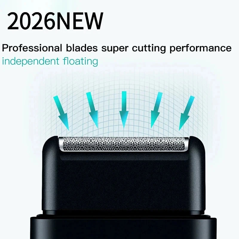 Portable Mini Electric Shaver with Pop-Up Trimmer for Men
