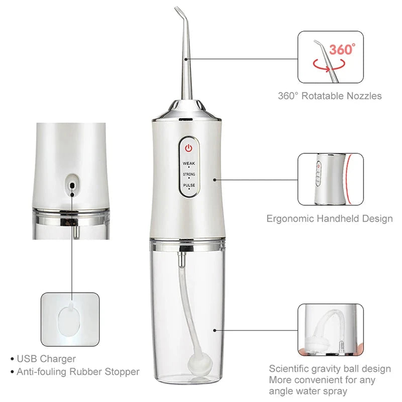 Portable Rechargeable Oral Irrigator - 3-Mode Water Flosser