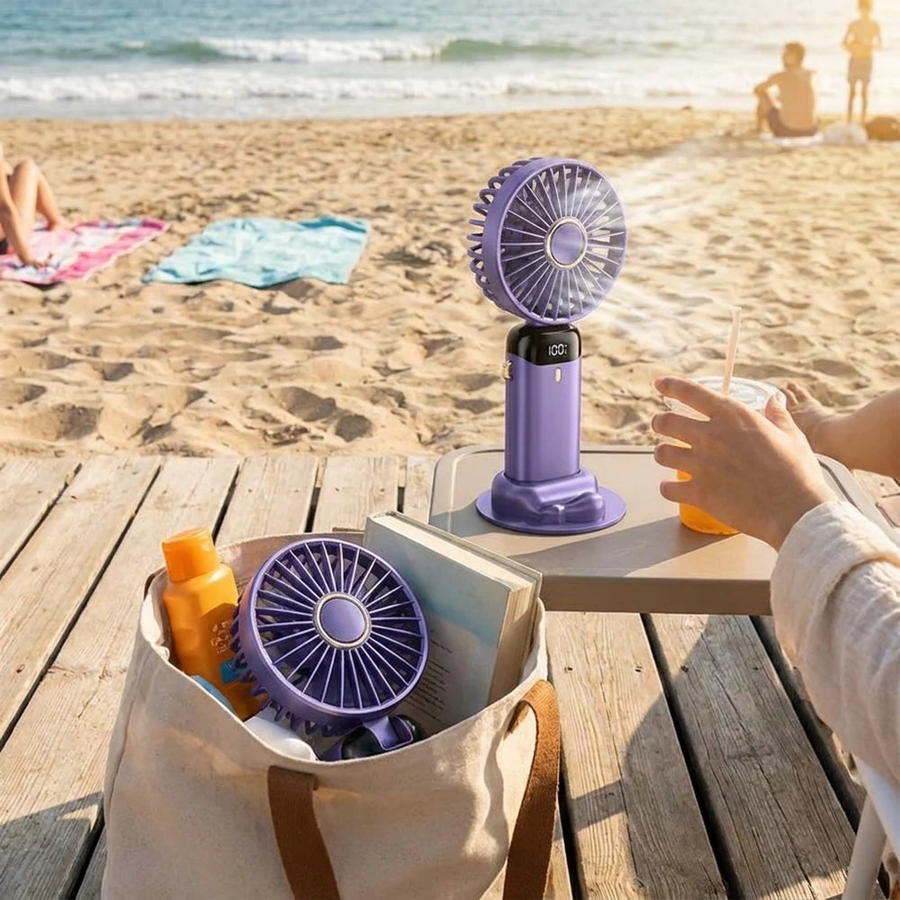 Portable Rechargeable Personal Fan - 5 Speed, 90° Adjustable