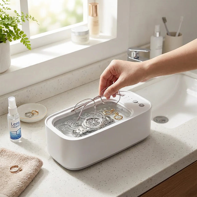 Portable Ultrasonic Cleaning Machine for Jewelry, Glasses & Makeup Tools
