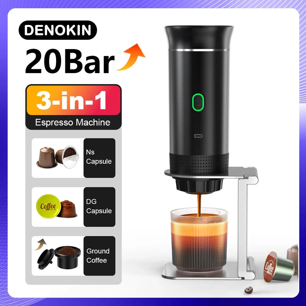 Portable Wireless Espresso Machine, 3-in-1 for Car, Home & Travel