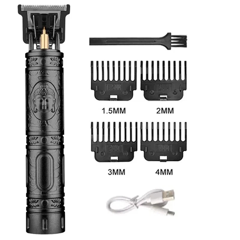 Professional Rechargeable Hair Clipper – Metal Barber Trimmer for Men