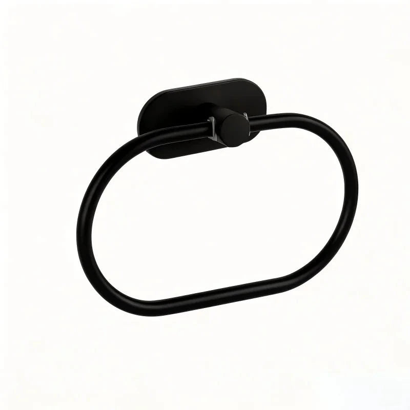 Punch-Free Oval Stainless Steel Towel Ring - No-Drill Bathroom Storage