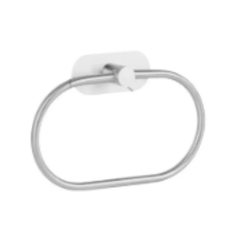 Punch-Free Oval Stainless Steel Towel Ring - No-Drill Bathroom Storage