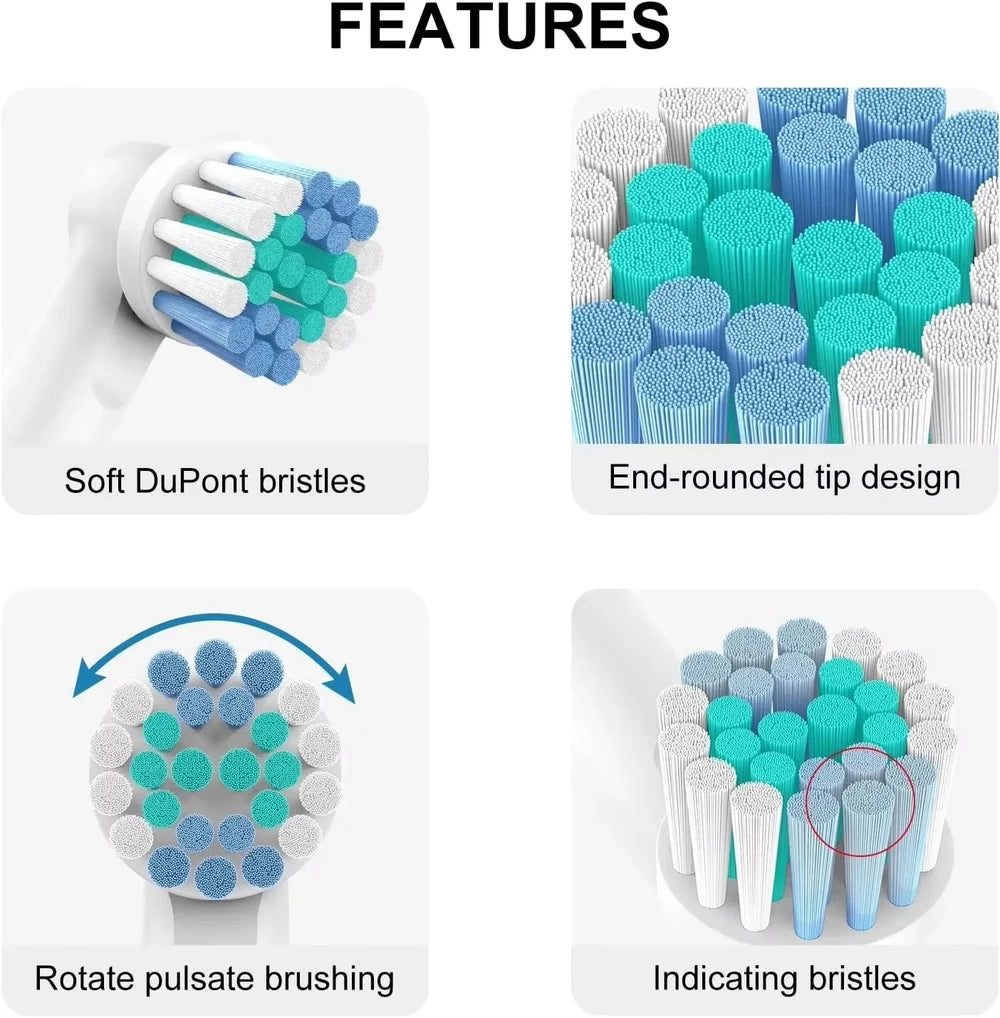 Replacement Toothbrush Heads - Compatible with Oral-B & Braun, Soft Bristles
