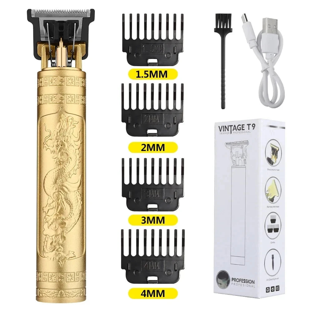 Retro T9 Hair Clipper Set - Rechargeable Trimmer for Sensitive Areas