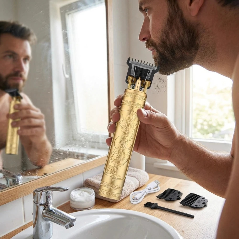Retro T9 Hair Clipper Set - Rechargeable Trimmer for Sensitive Areas