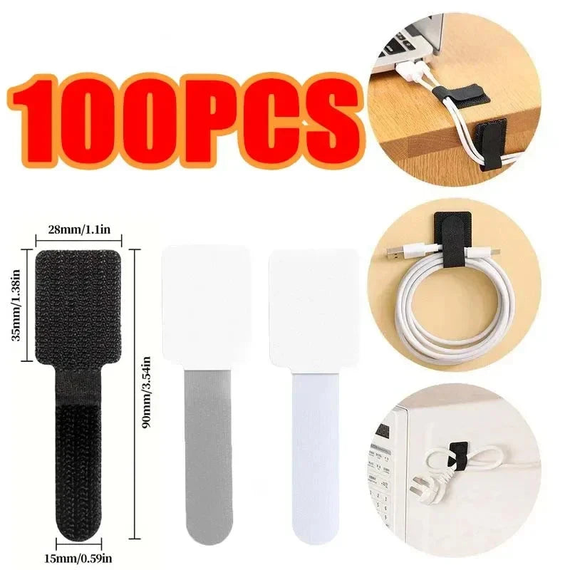 Reusable Adhesive Cable Organizer Straps - Cord &amp; Wire Management Ties