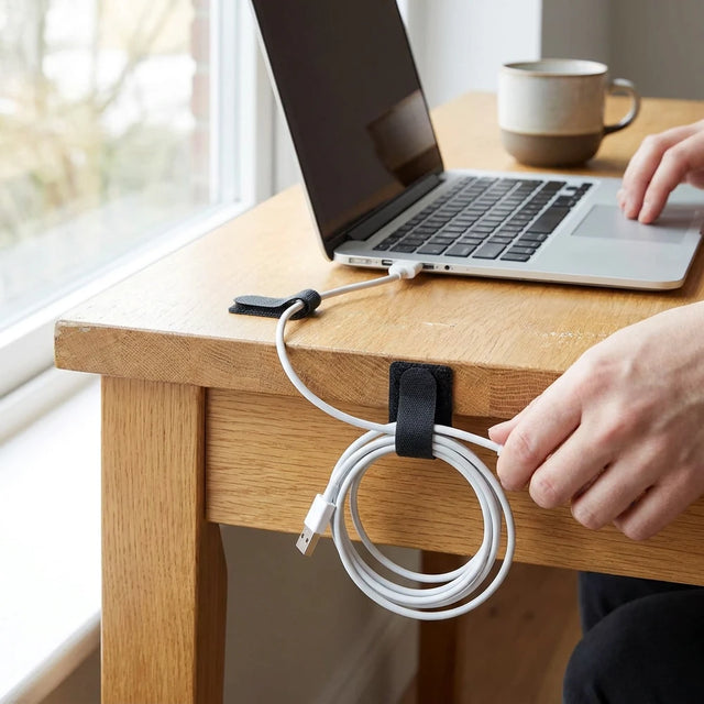 Reusable Adhesive Cable Organizer Straps - Cord &amp; Wire Management Ties