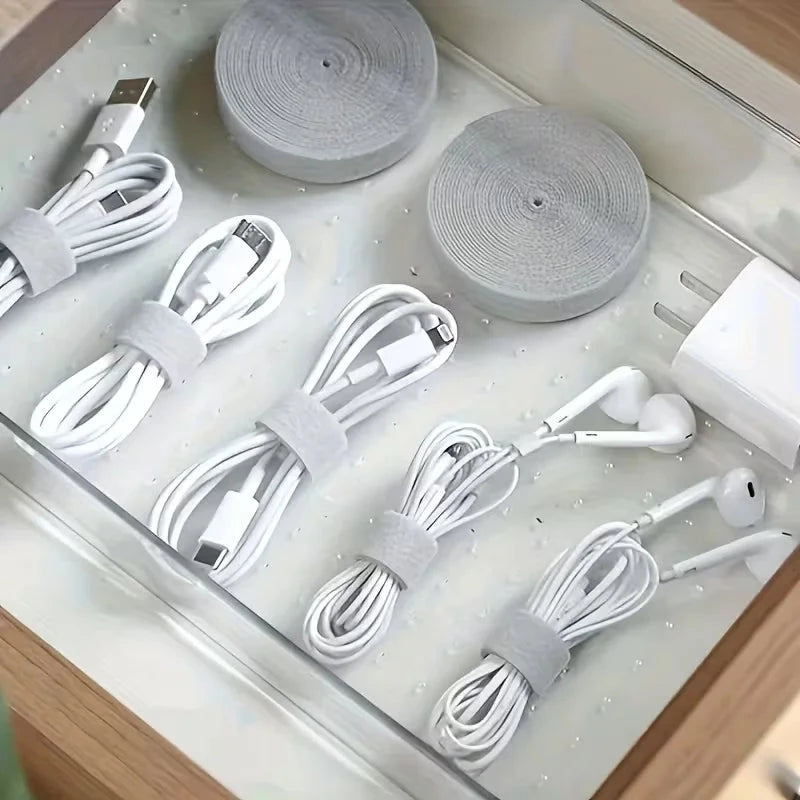 Reusable Silicone Cable Ties - Hook & Loop Cord Organizer Straps