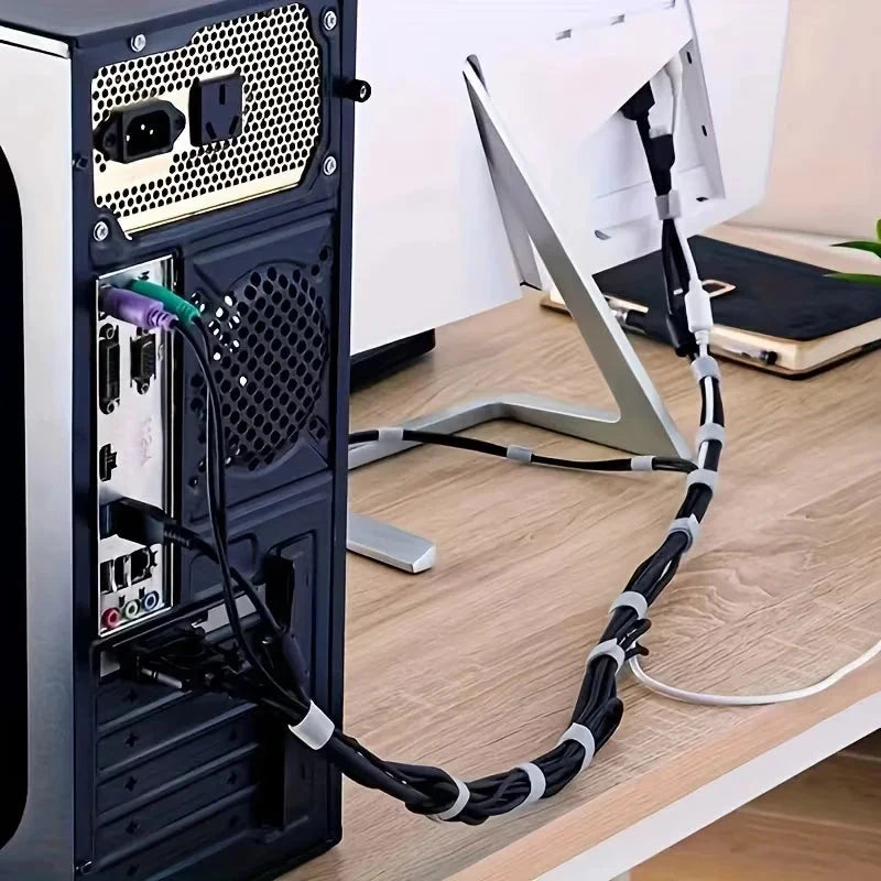Reusable Silicone Cable Ties - Hook & Loop Cord Organizer Straps