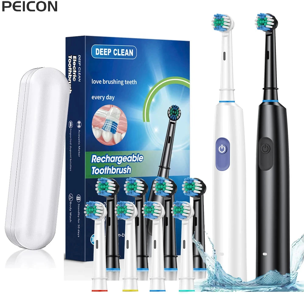 Rotating Electric Toothbrush for Adults with 5 Modes & 8 Brush Heads