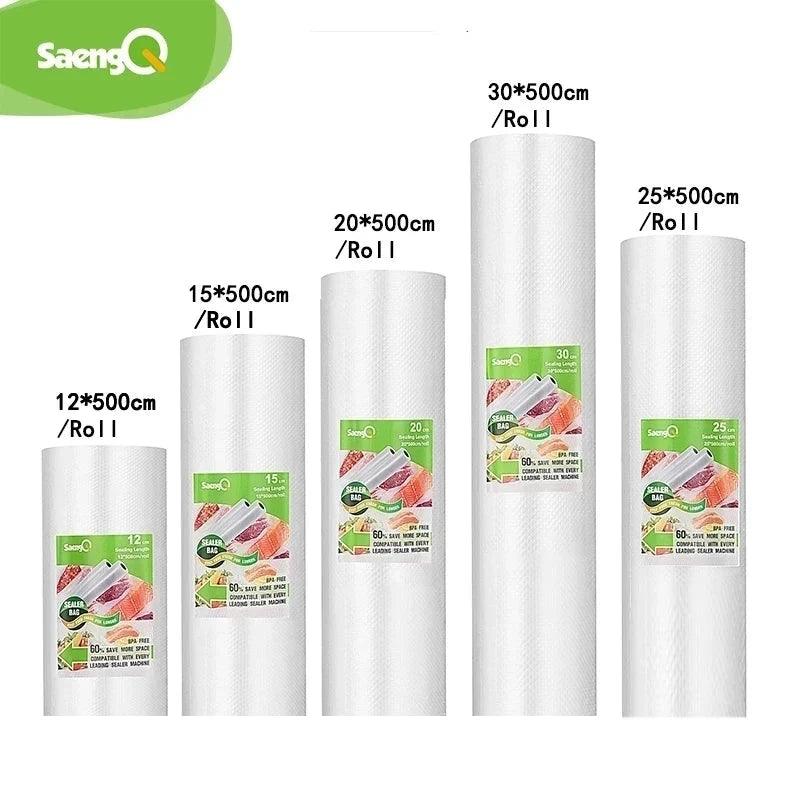 saengQ Vacuum Sealer Rolls - Customizable Length Food Storage Bags