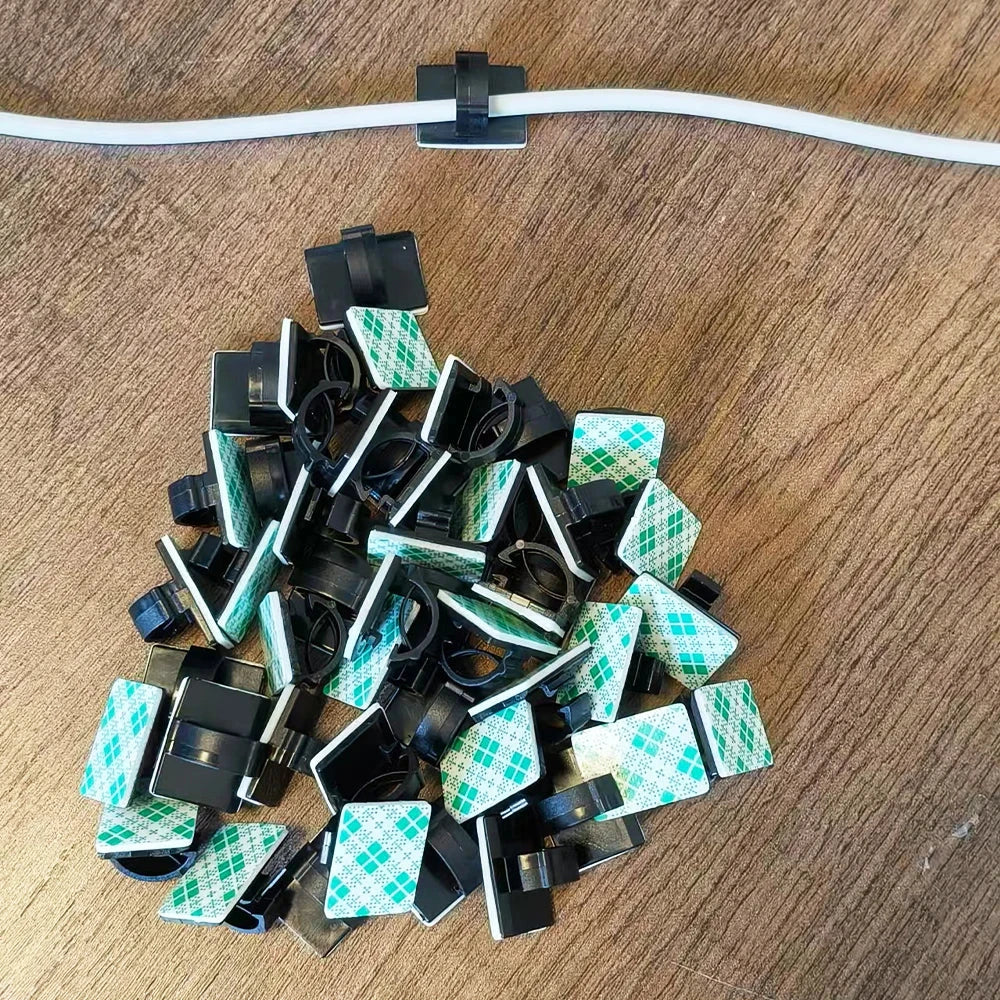 Self-Adhesive Cable Clips for Wire Management, 50 or 100 Pcs