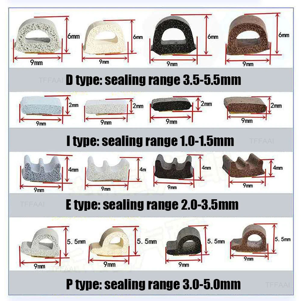 Self-Adhesive Door & Window Weather Stripping - 5m or 10m Rubber Seal