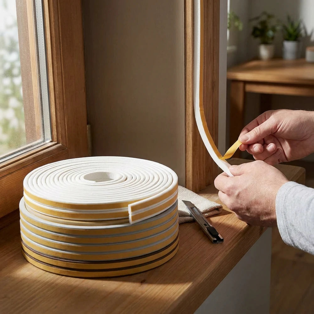 Self-Adhesive Door & Window Weather Stripping - 5m or 10m Rubber Seal