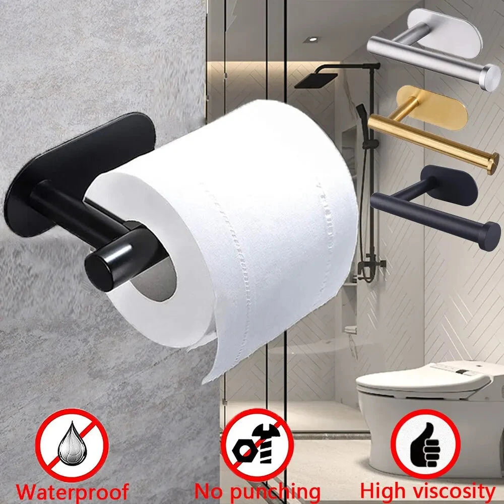 Self-Adhesive Stainless Steel Paper Towel Holder – No-Drill Bathroom Rack