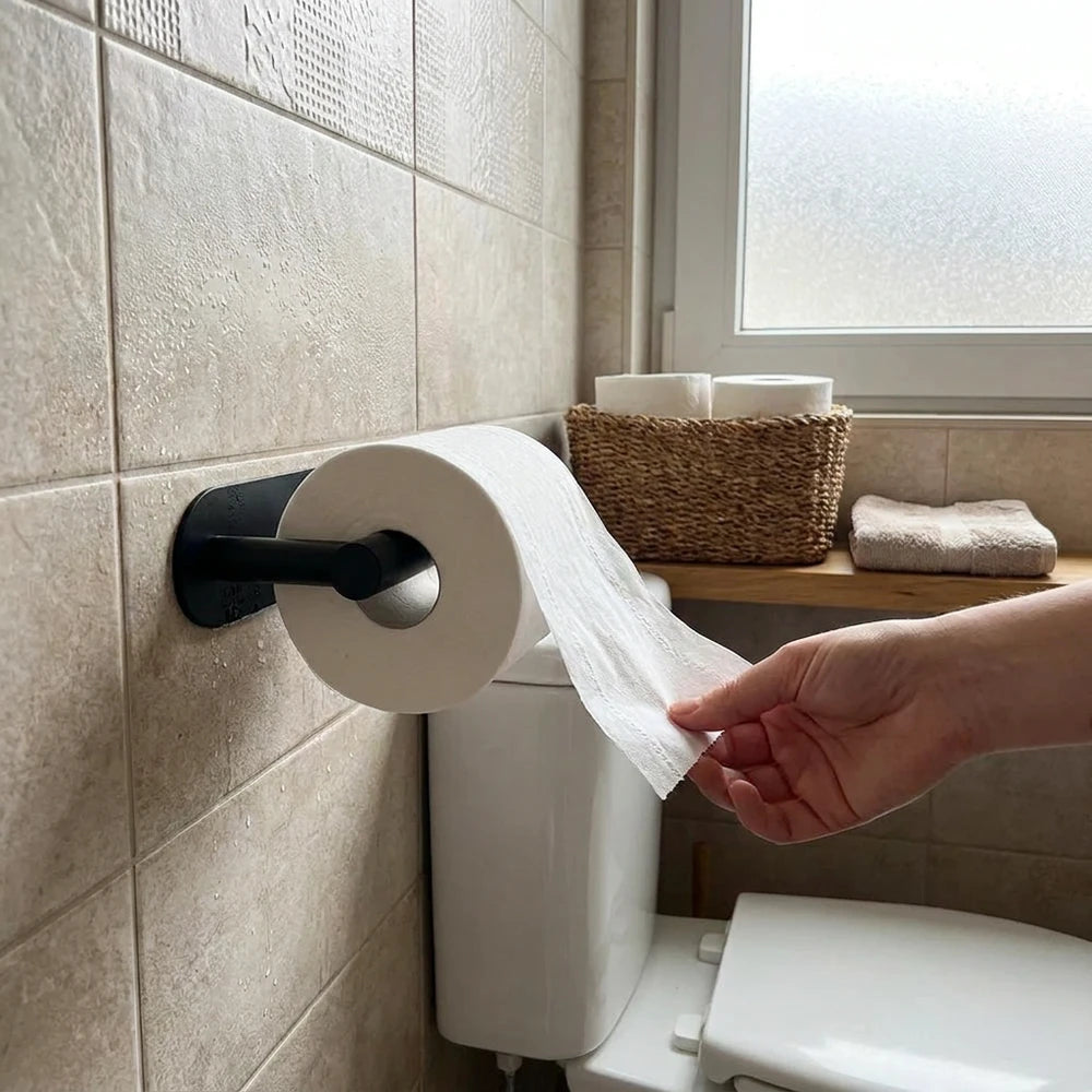 Self-Adhesive Stainless Steel Paper Towel Holder – No-Drill Bathroom Rack