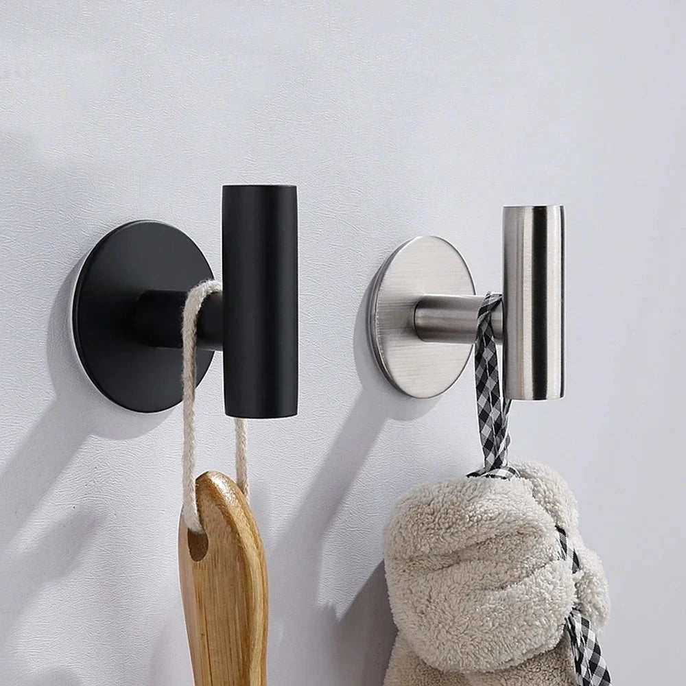 Self-Adhesive Stainless Steel Wall Hooks - No-Drill Storage