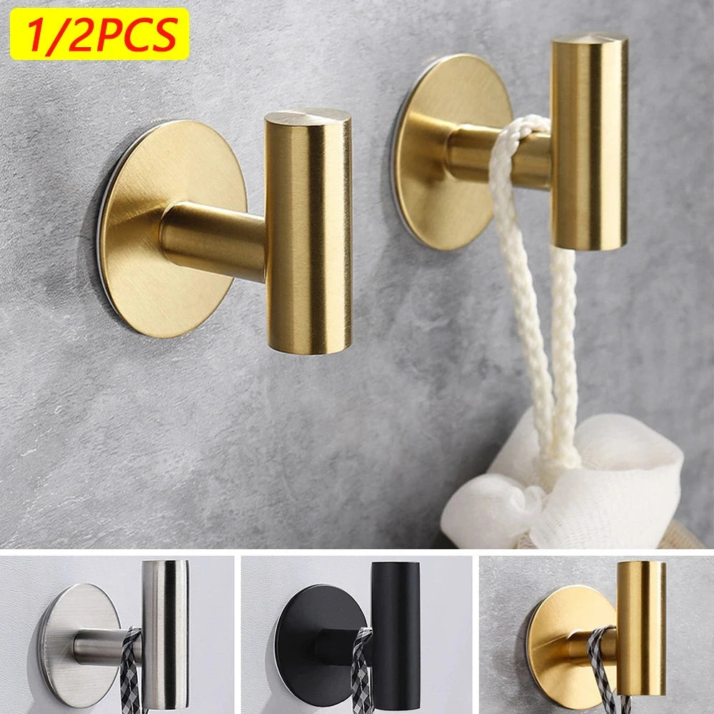 Self-Adhesive Stainless Steel Wall Hooks - No-Drill Storage