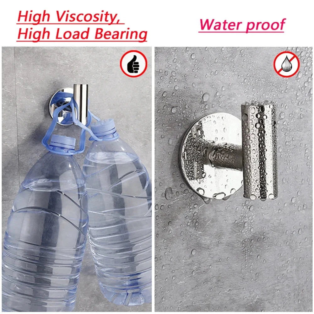 Self-Adhesive Stainless Steel Wall Hooks - No-Drill Storage