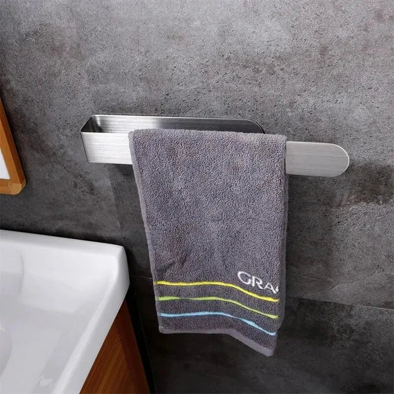 Self-Adhesive Towel Rack - Punch-Free Stainless Steel Bathroom Bar