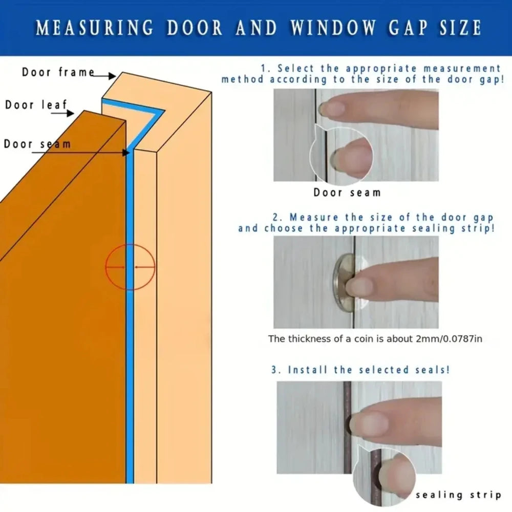 Self-Adhesive Weather Stripping Door & Window Seal Strip - Draft Stopper
