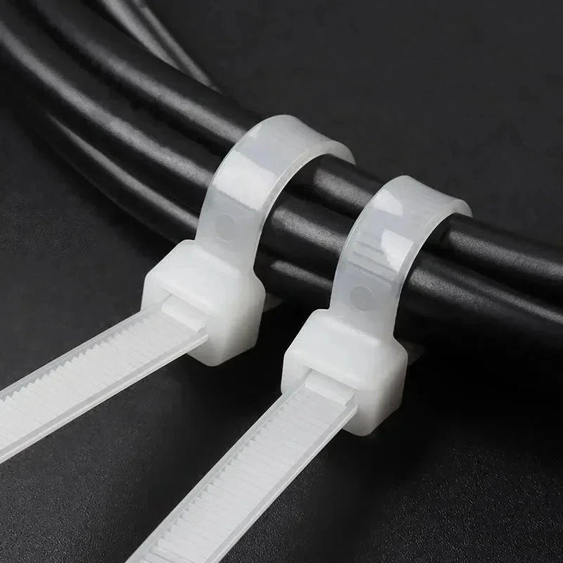 Self-Locking Nylon Cable Ties - Adjustable Zip Ties for Home & Office
