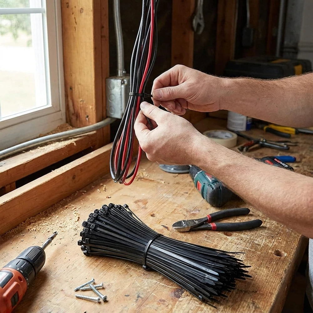 Self-Locking Nylon Cable Ties - Adjustable Zip Ties for Home & Office