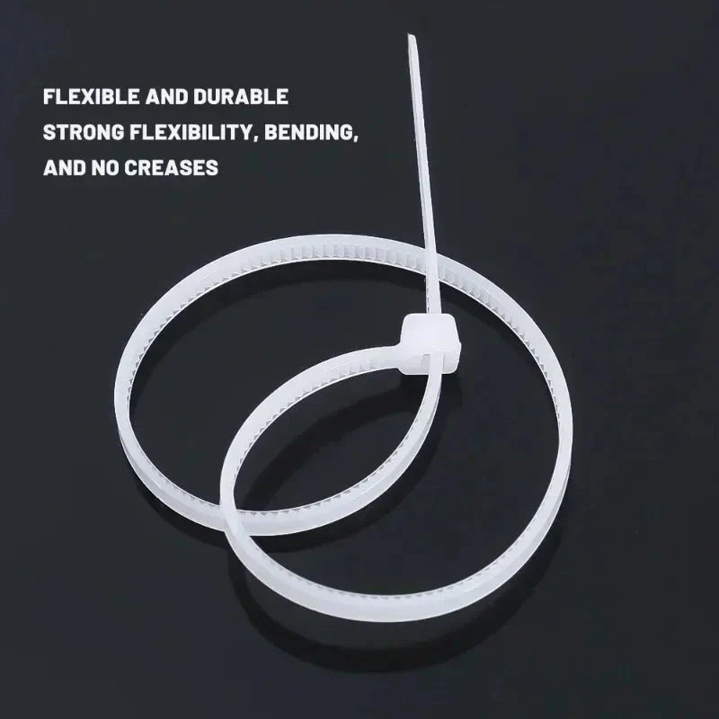 Self-Locking Nylon Cable Ties - Adjustable, Reusable, Multi-Size Pack
