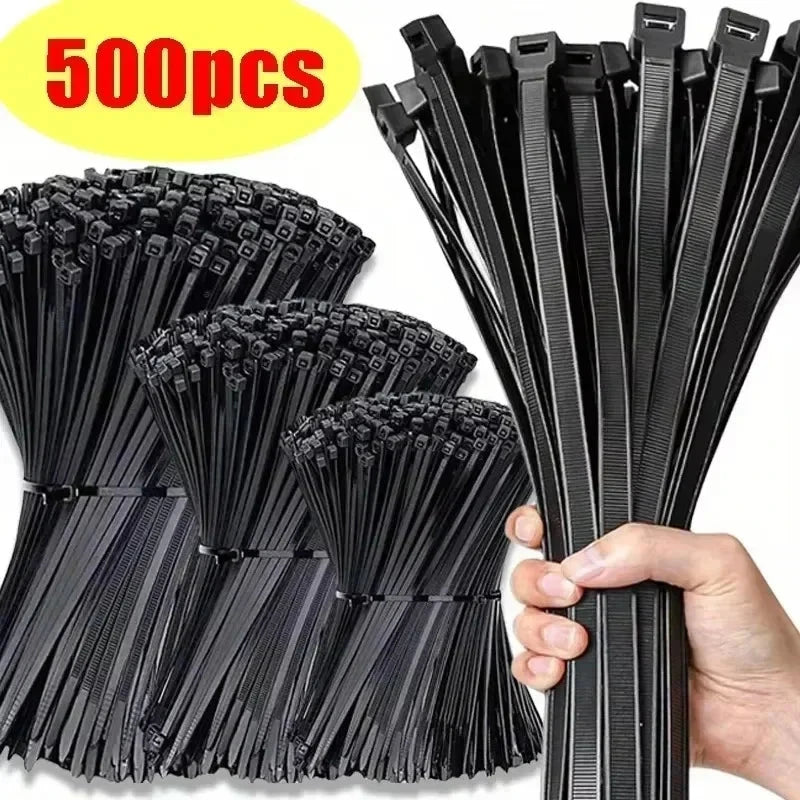 Self-Locking Nylon Cable Ties - Adjustable, Reusable, Multi-Size Pack