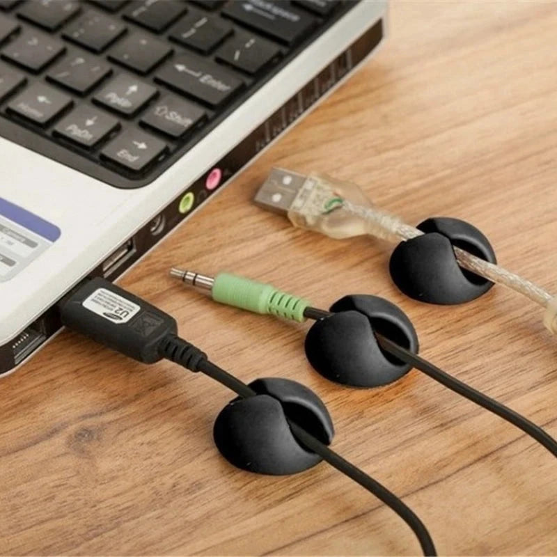 Silicone Cable Clips – Adhesive Desktop Cord Organizer for Car & Home