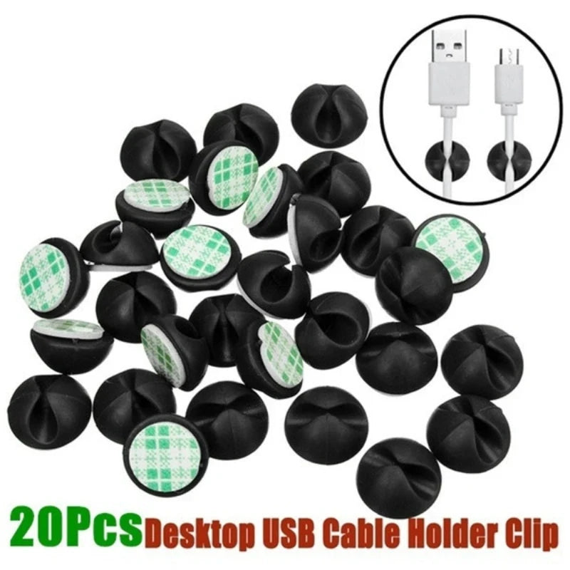 Silicone Cable Clips – Adhesive Desktop Cord Organizer for Car & Home