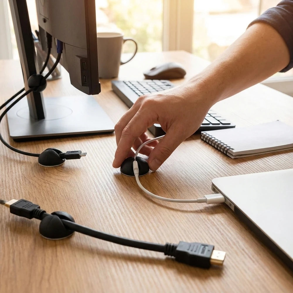 Silicone Cable Clips – Adhesive Desktop Cord Organizer for Car & Home