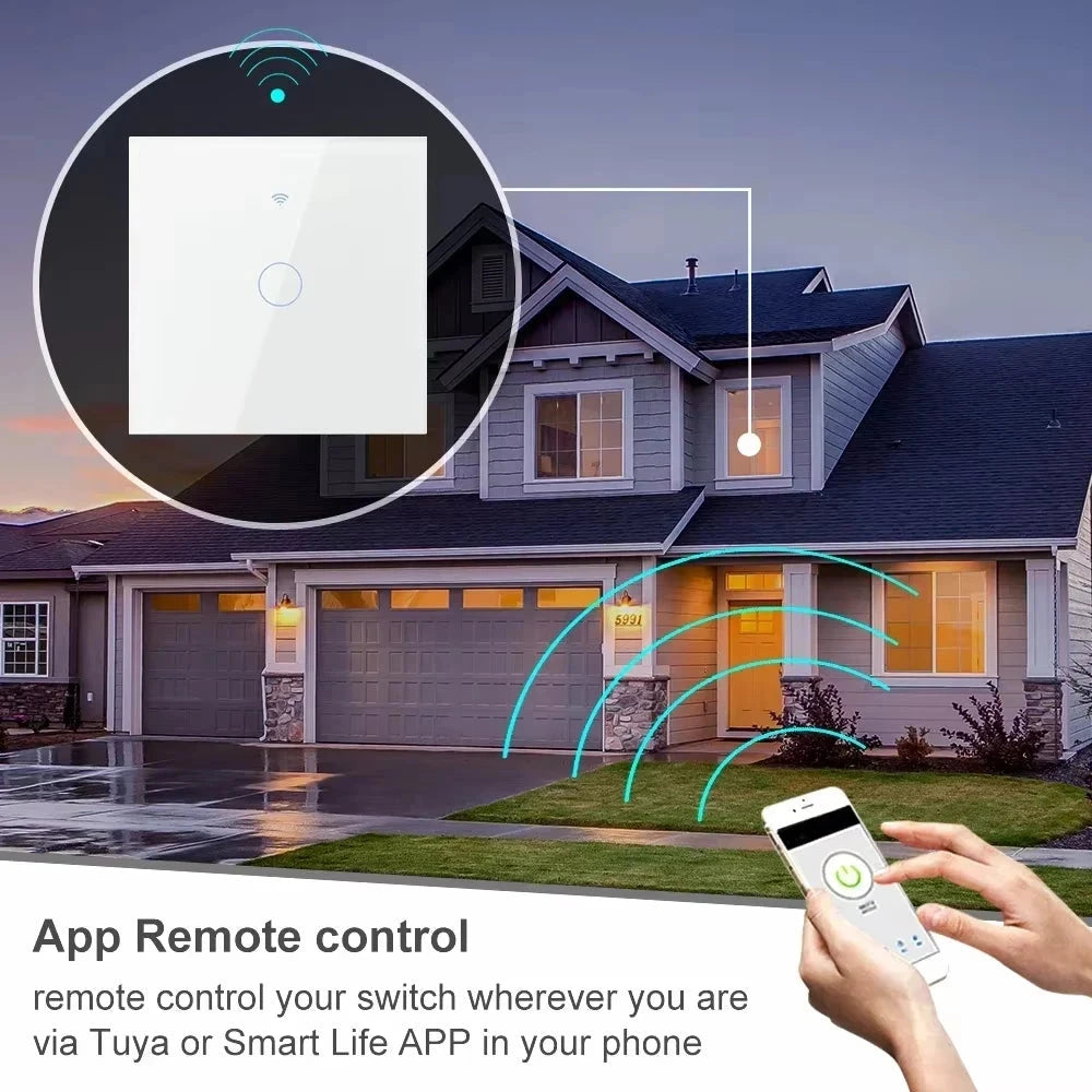 Smart WiFi Touch Wall Light Switch - No Neutral, Works with Alexa