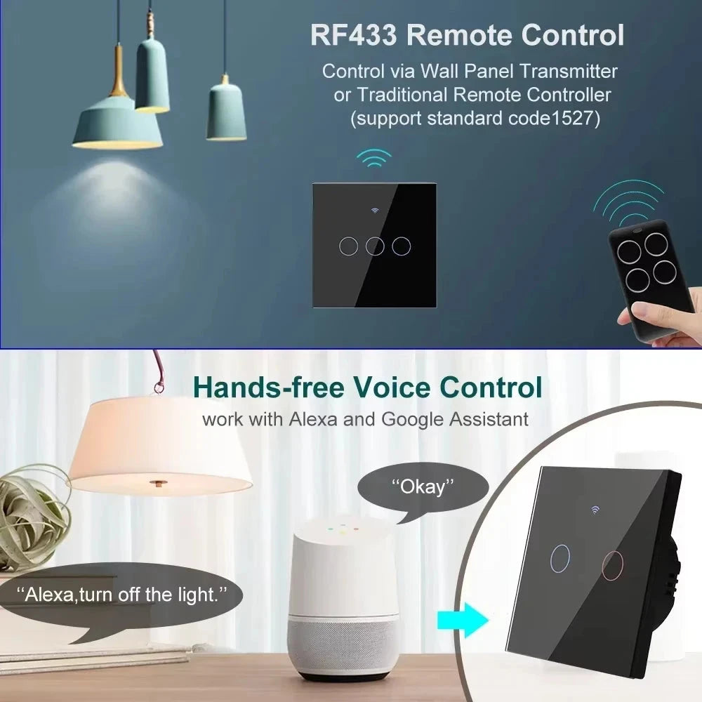 Smart WiFi Touch Wall Light Switch - No Neutral, Works with Alexa