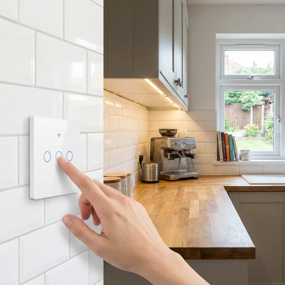 Smart WiFi Touch Wall Light Switch - No Neutral, Works with Alexa