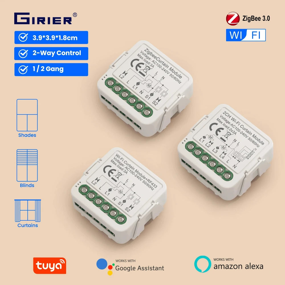 Smart WiFi/ZigBee Curtain Switch Module for Roller Shutters & Blinds