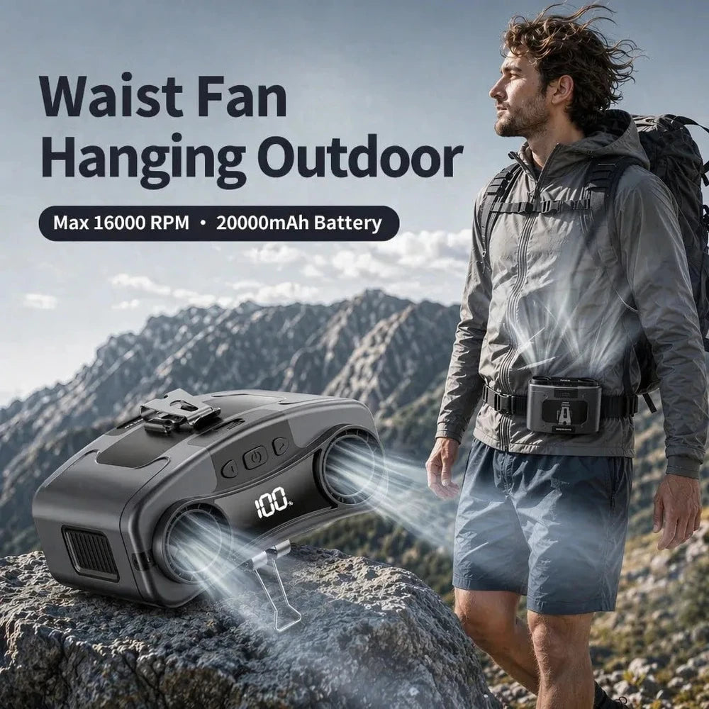 Socoolfan Rechargeable Waist Fan – Hands-Free Cooling for Sports & Work