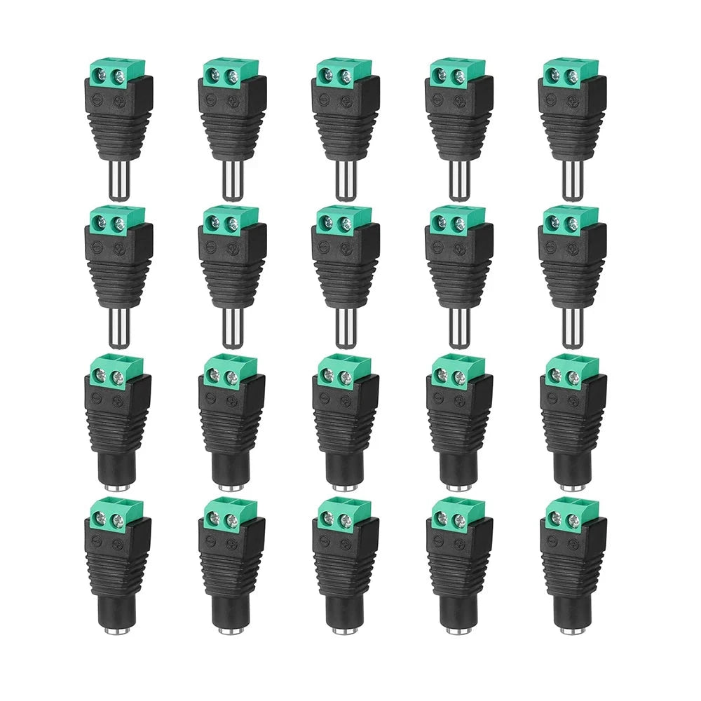 Solderless DC Power Plug Connectors - 5.5x2.1mm, 5 Pairs