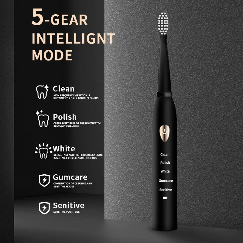 Sonic Electric Toothbrush - 5 Modes, IPX7 Waterproof, USB Charging
