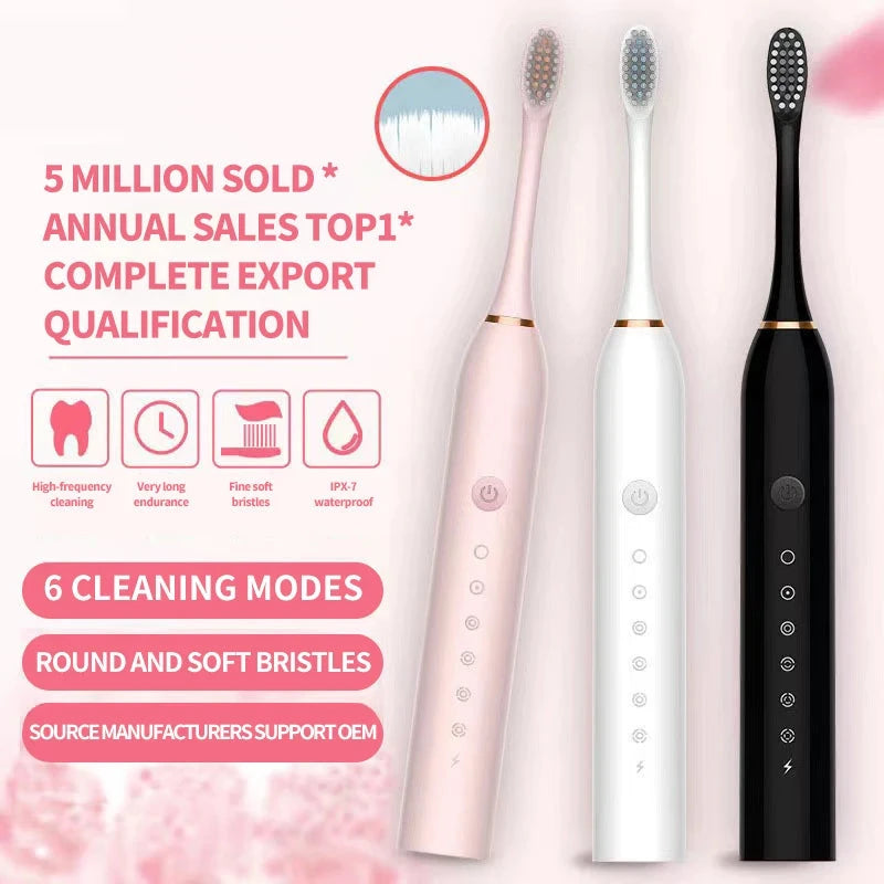 Sonic Electric Toothbrush for Adults – IPX7 Waterproof, 6 Modes