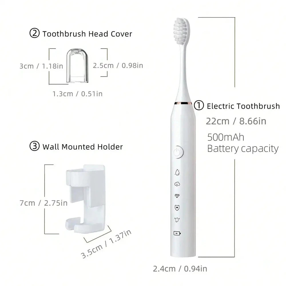 Sonic Electric Toothbrush Set - 8 Heads, 5 Modes, USB Rechargeable