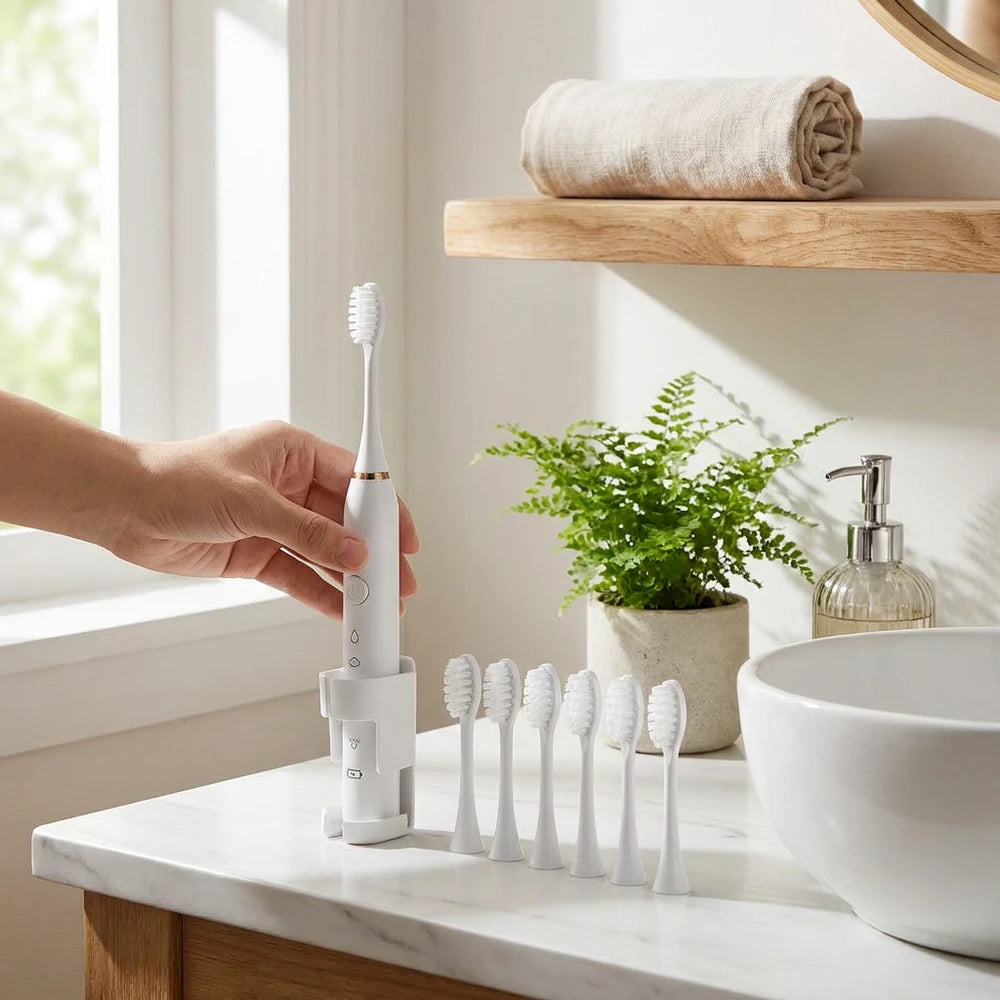 Sonic Electric Toothbrush Set - 8 Heads, 5 Modes, USB Rechargeable