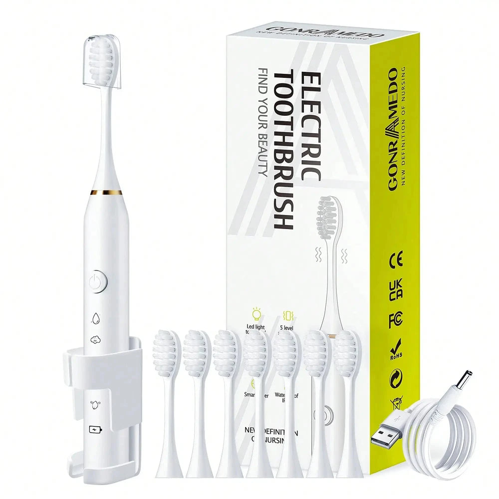 Sonic Electric Toothbrush Set - 8 Heads, 5 Modes, USB Rechargeable